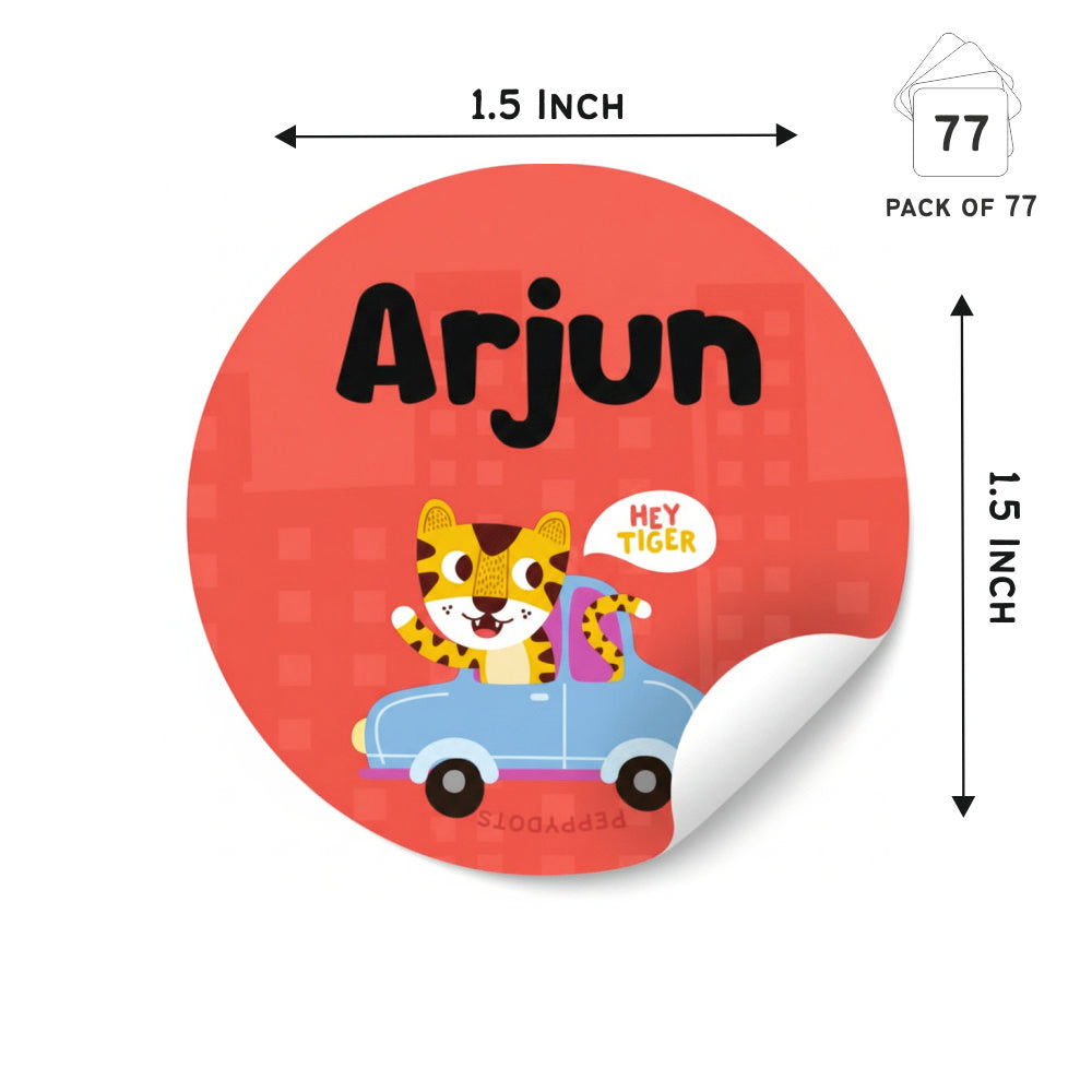 Round Waterproof Labels - Tiger Ride Doxbox Store|]Peppydots