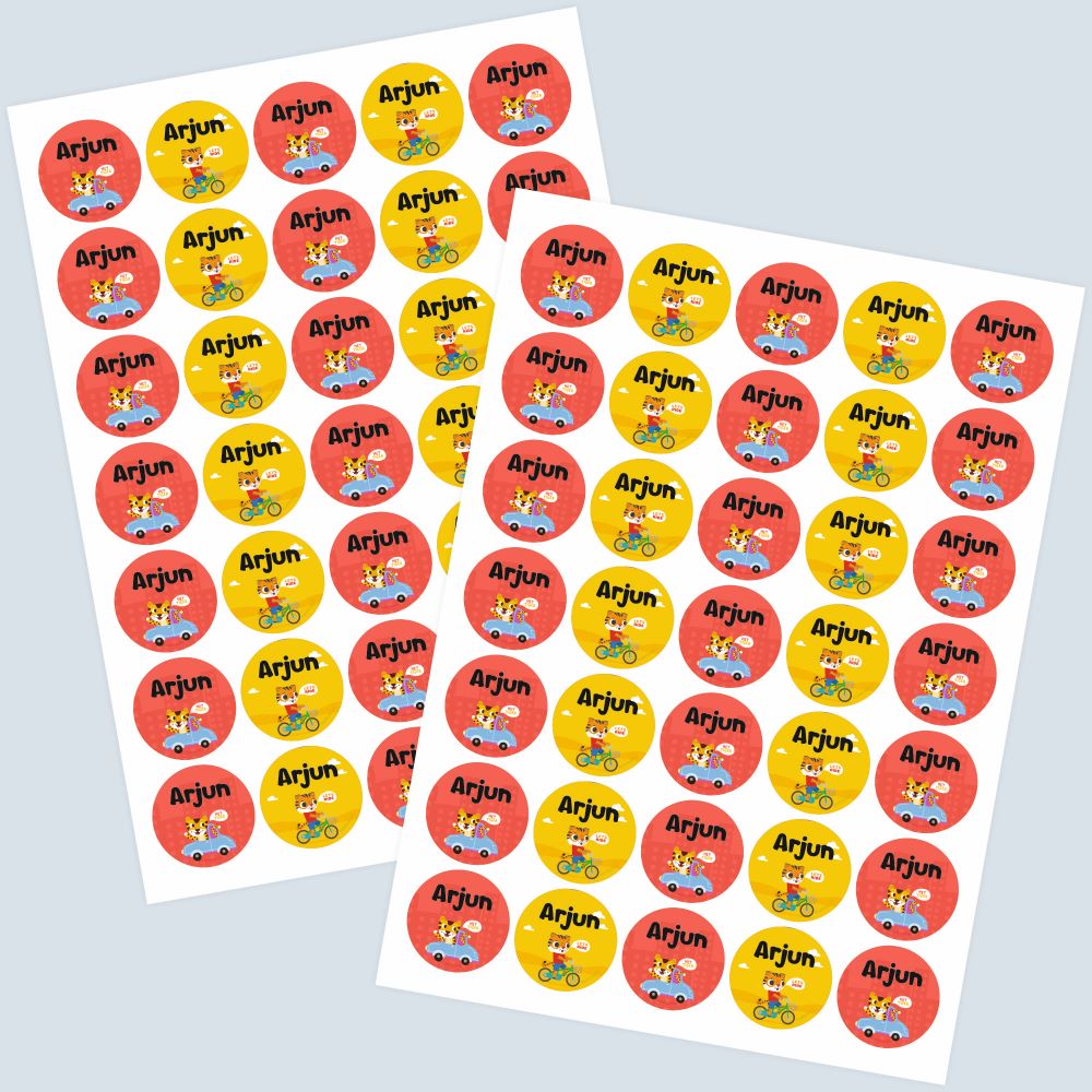Round Waterproof Labels - Tiger Ride Doxbox Store|]Peppydots