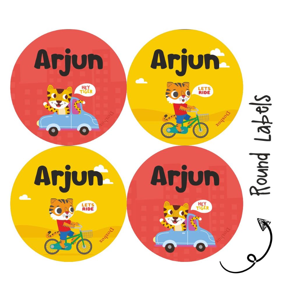 Round Waterproof Labels - Tiger Ride Doxbox Store|]Peppydots