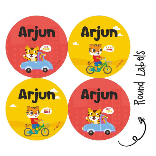 Round Waterproof Labels - Tiger Ride Doxbox Store|]Peppydots
