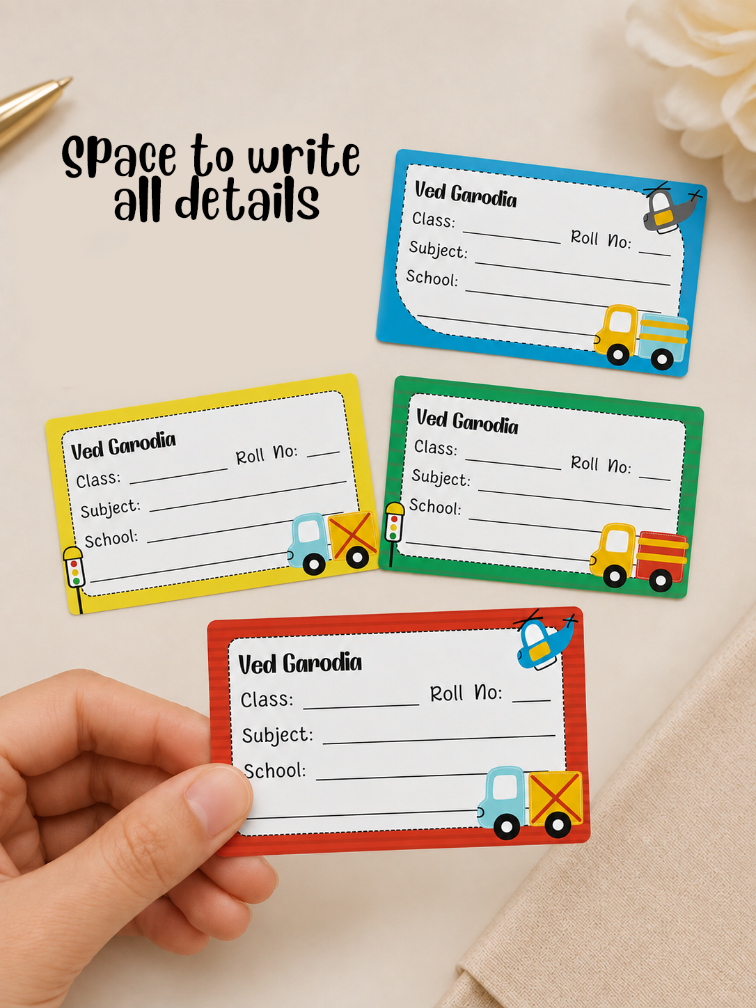 Personalized School Book Labels - Transport Peppydots|]Peppydots