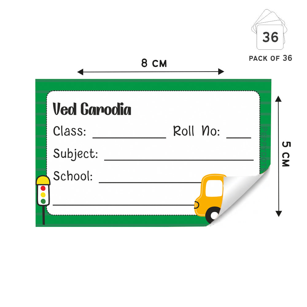 Personalized School Book Labels - Transport Peppydots|]Peppydots