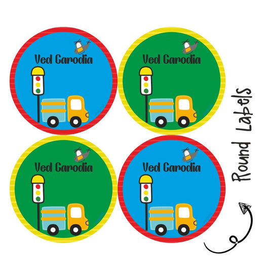 Round water proof label -Transport - Peppydots