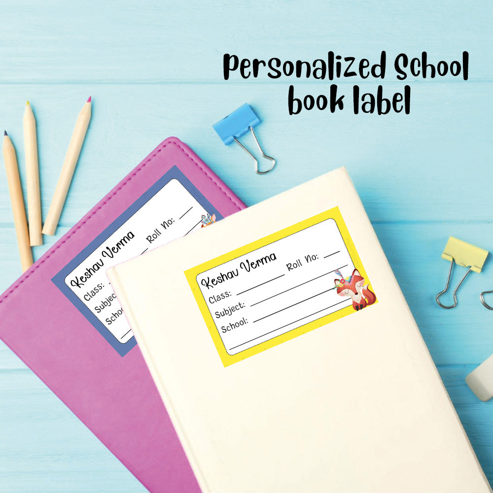 Personalized School Book Labels - Tribal Animals Peppydots|]Peppydots
