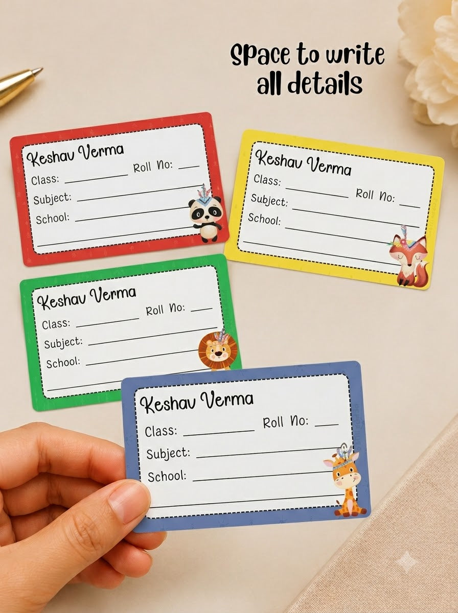 Personalized School Book Labels - Tribal Animals Peppydots|]Peppydots