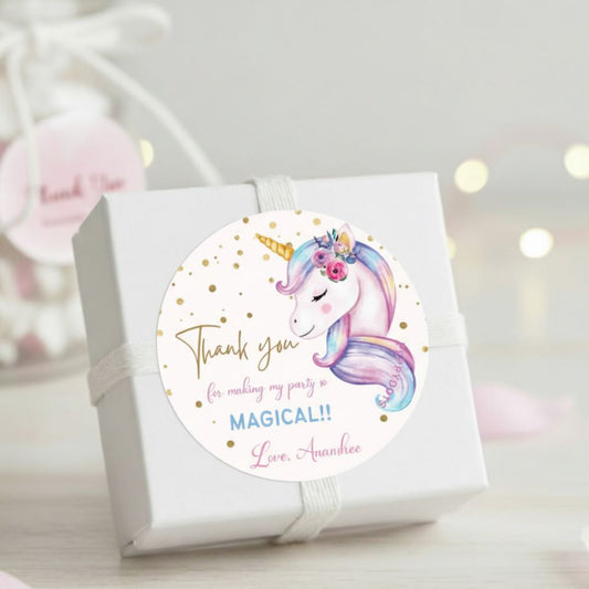 Round thank you label - Unicorn Doxbox Store|]Peppydots