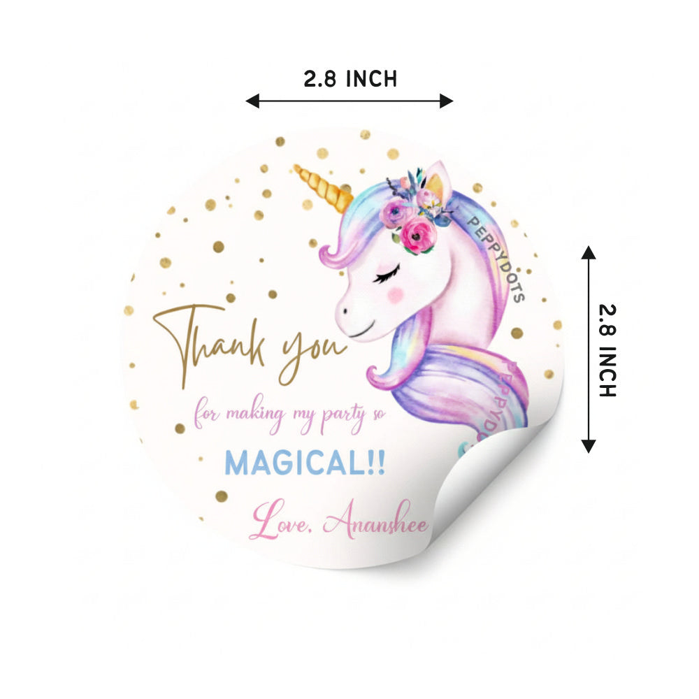 Round thank you label - Unicorn Doxbox Store|]Peppydots