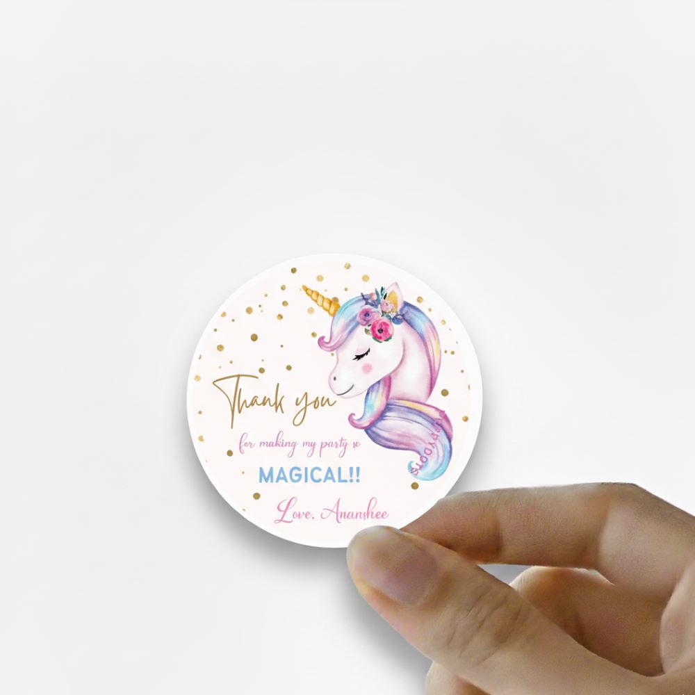 Round thank you label - Unicorn Doxbox Store|]Peppydots