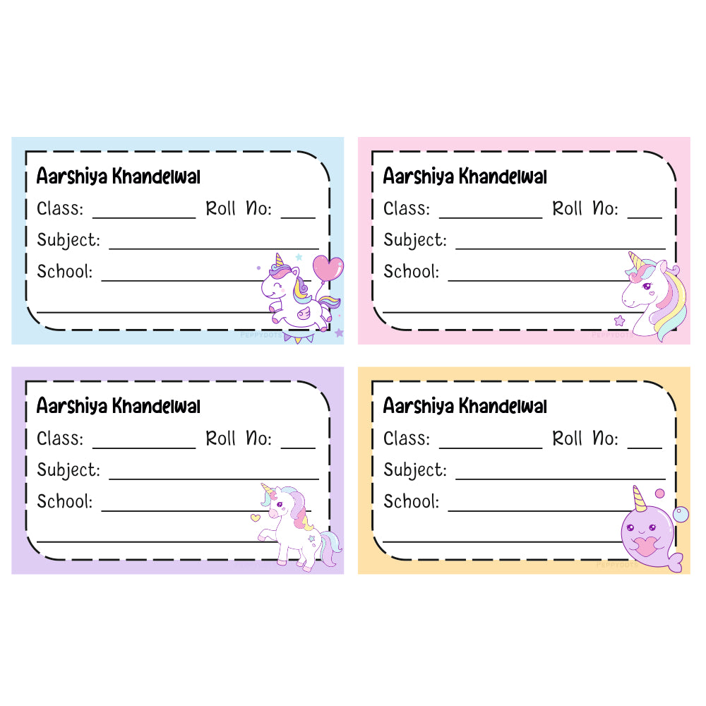 School Book Label - Unicorn Fun Doxbox Store|]Peppydots