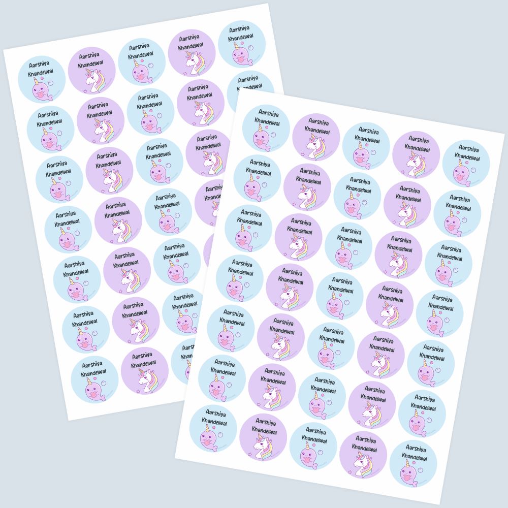 Round Waterproof Labels - Unicorn fun Doxbox Store|]Peppydots