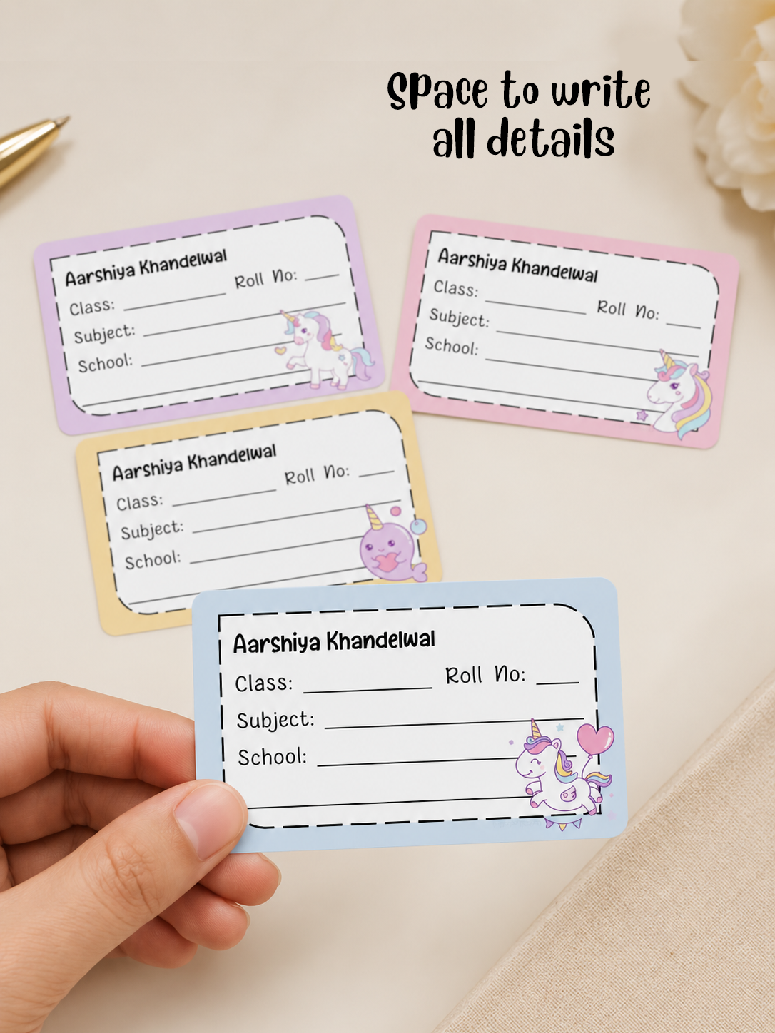 Personalized School Book Labels - Unicorn Fun Peppydots|]Peppydots