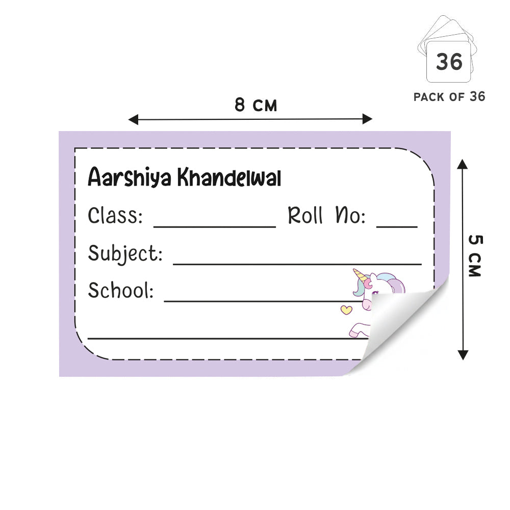 Personalized School Book Labels - Unicorn Fun Peppydots|]Peppydots