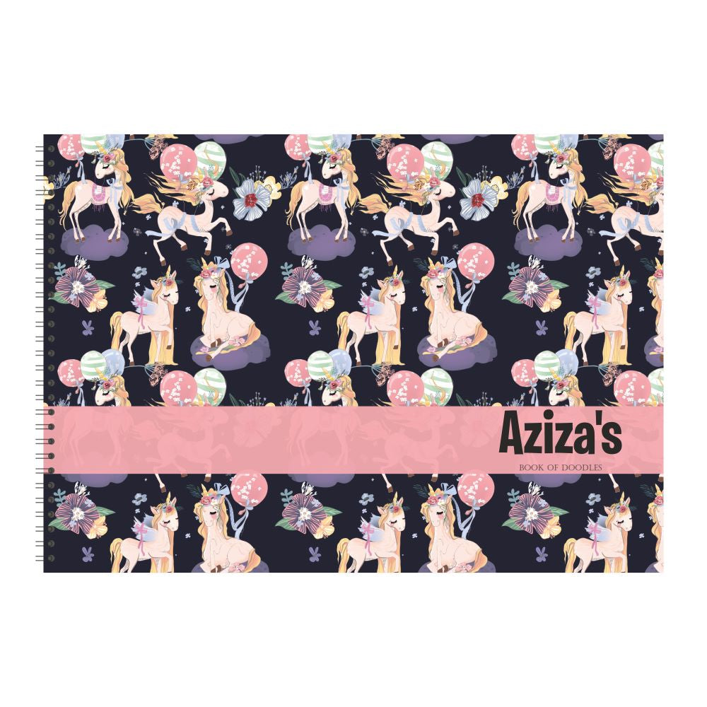 Personalised Sketch book - Unicorn Pattern Doxbox Store|]Peppydots