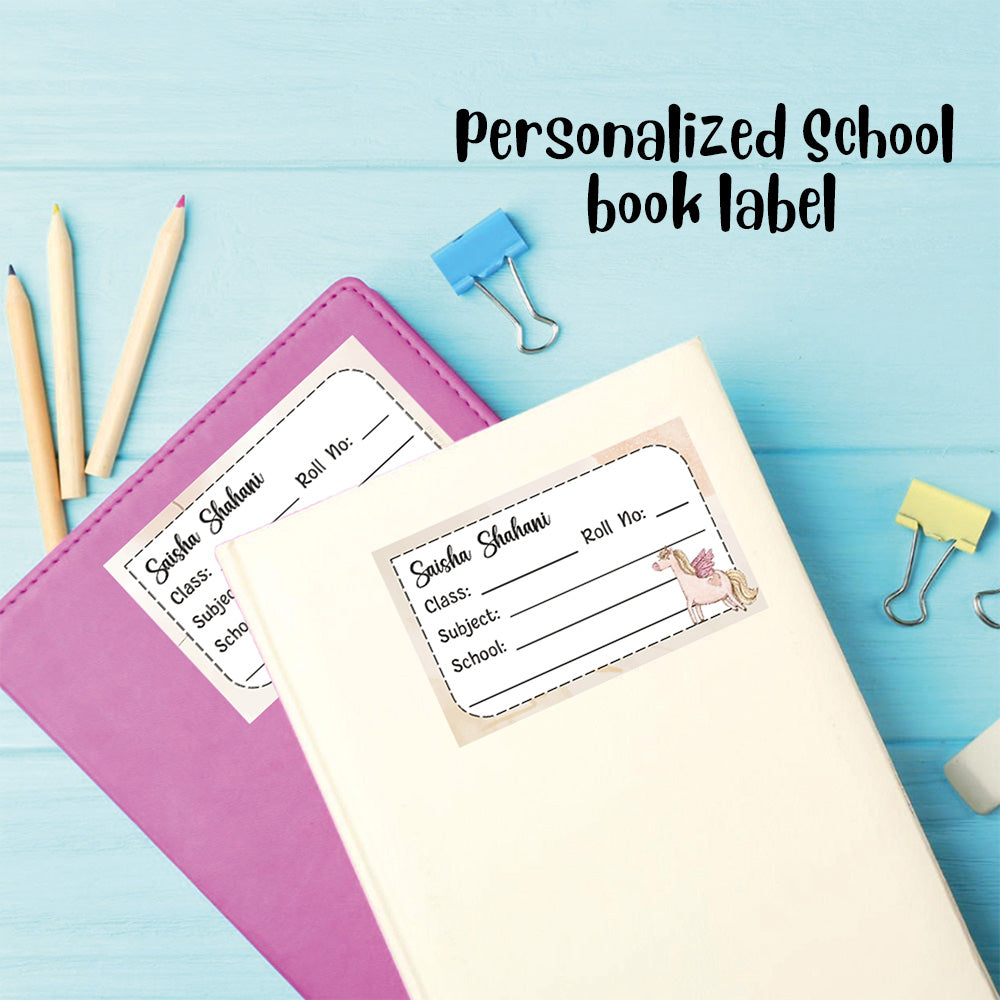 Personalized School Book Labels - Unicorn Shine Peppydots|]Peppydots