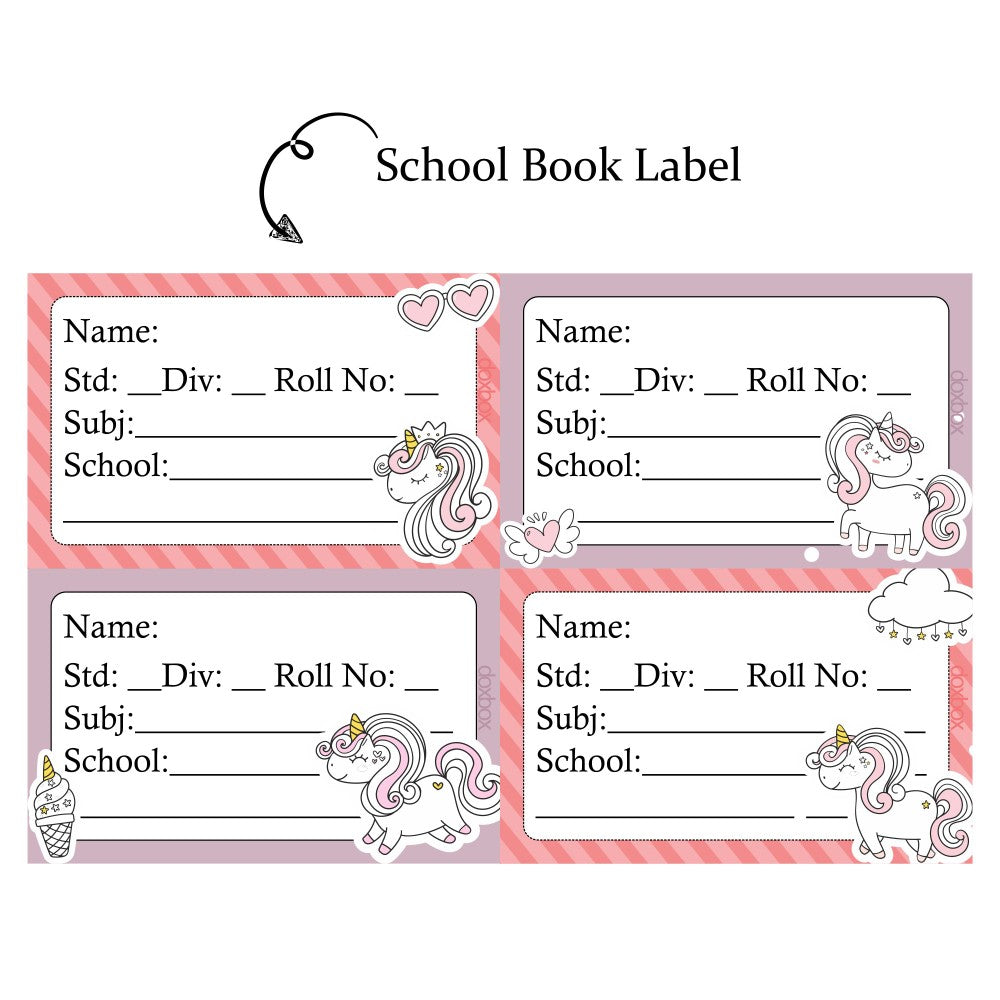 NP SCHOOL BOOK LABEL Unicorn Doxbox Store|]Peppydots