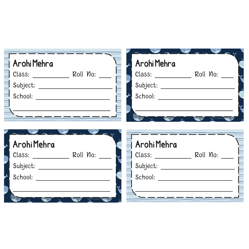 School Book Label - Whale Doxbox Store|]Peppydots