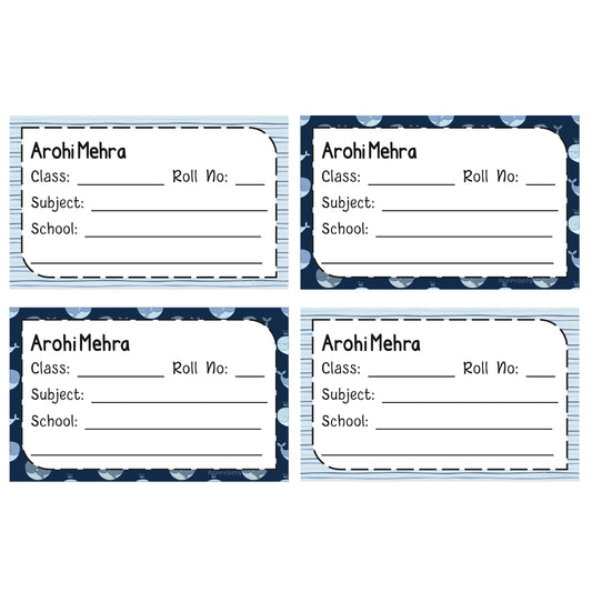 School Book Label - Whale Doxbox Store|]Peppydots