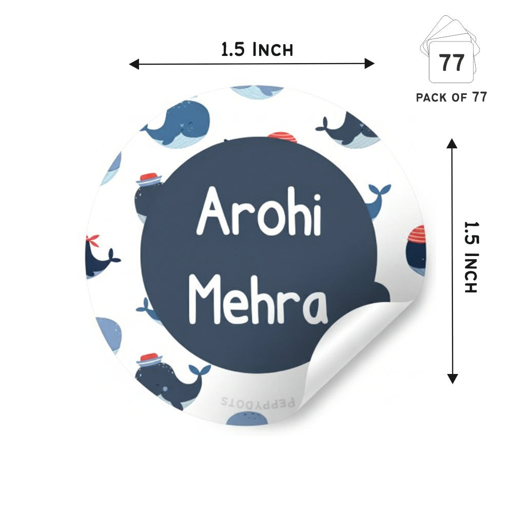Round Waterproof Labels - Whale Doxbox Store|]Peppydots