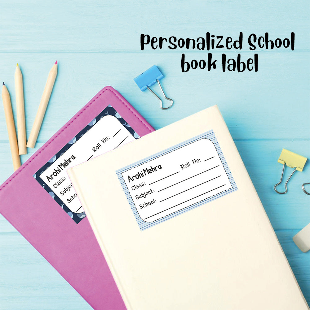 Personalized School Book Label - Whale Peppydots|]Peppydots