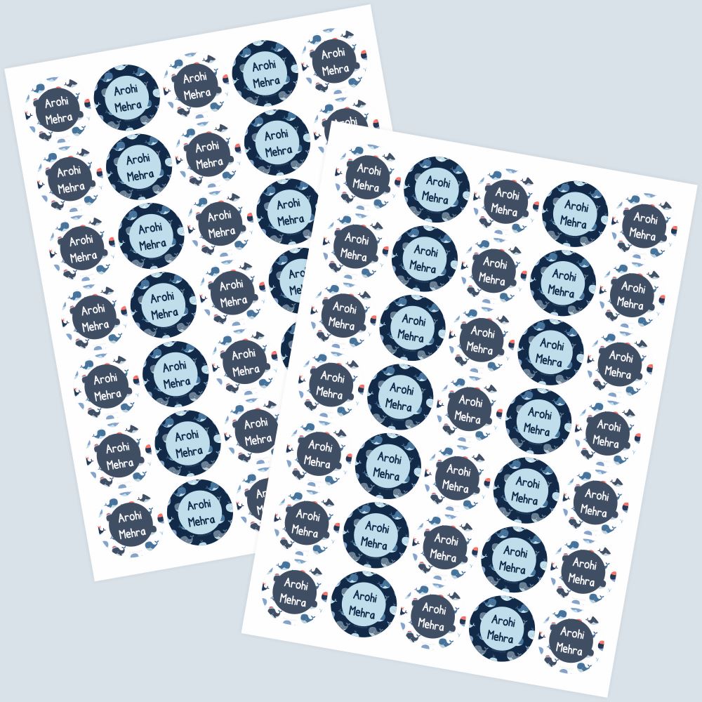 Round Waterproof Labels - Whale Doxbox Store|]Peppydots