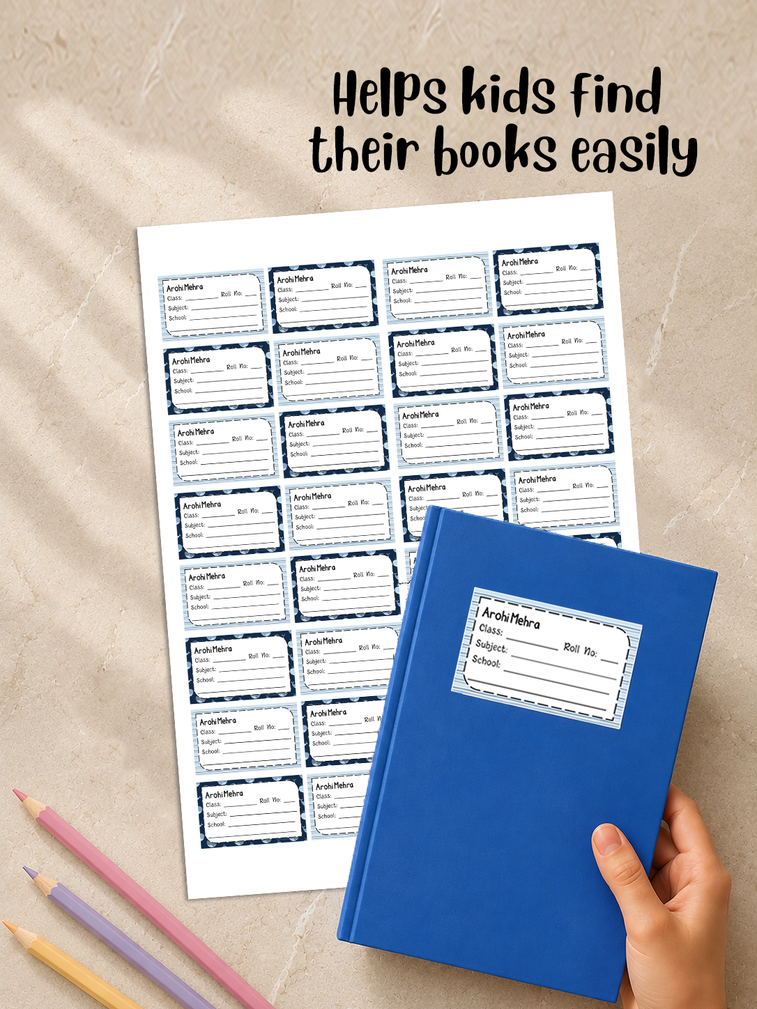 Personalized School Book Label - Whale Peppydots|]Peppydots