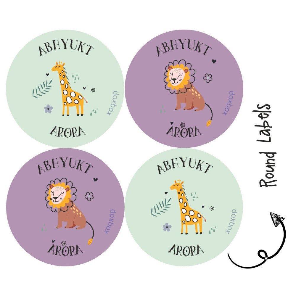 Round water proof label - Wild animal Doxbox Store|]Peppydots