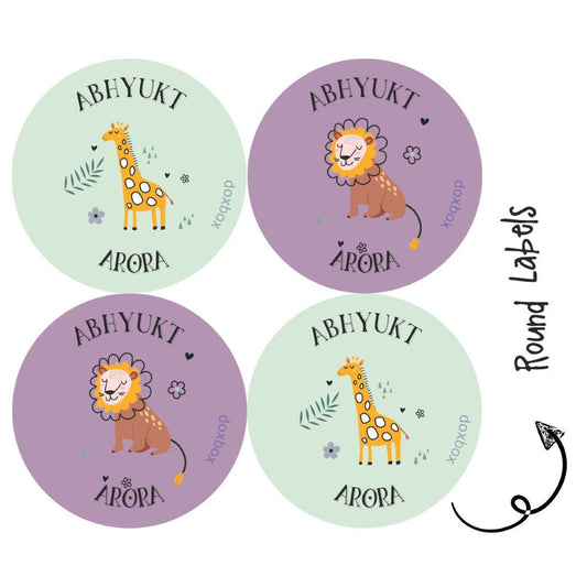 Round water proof label - Wild animal Doxbox Store|]Peppydots