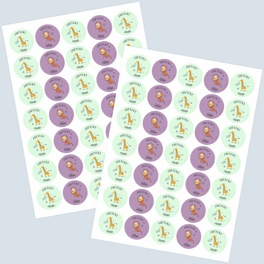 Round Waterproof Labels - Wild animal Doxbox Store|]Peppydots