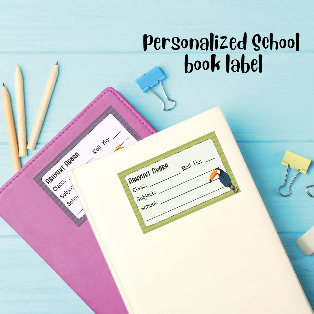 Personalized School Book Labels - Wild Life Peppydots|]Peppydots