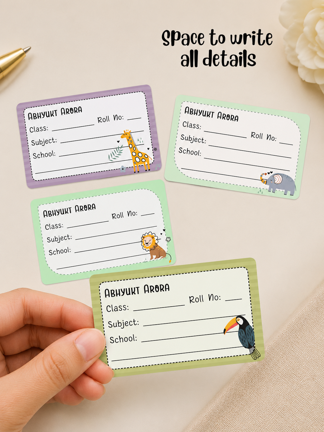 Personalized School Book Labels - Wild Life Peppydots|]Peppydots