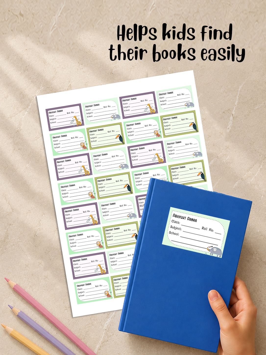 Personalized School Book Labels - Wild Life Peppydots|]Peppydots