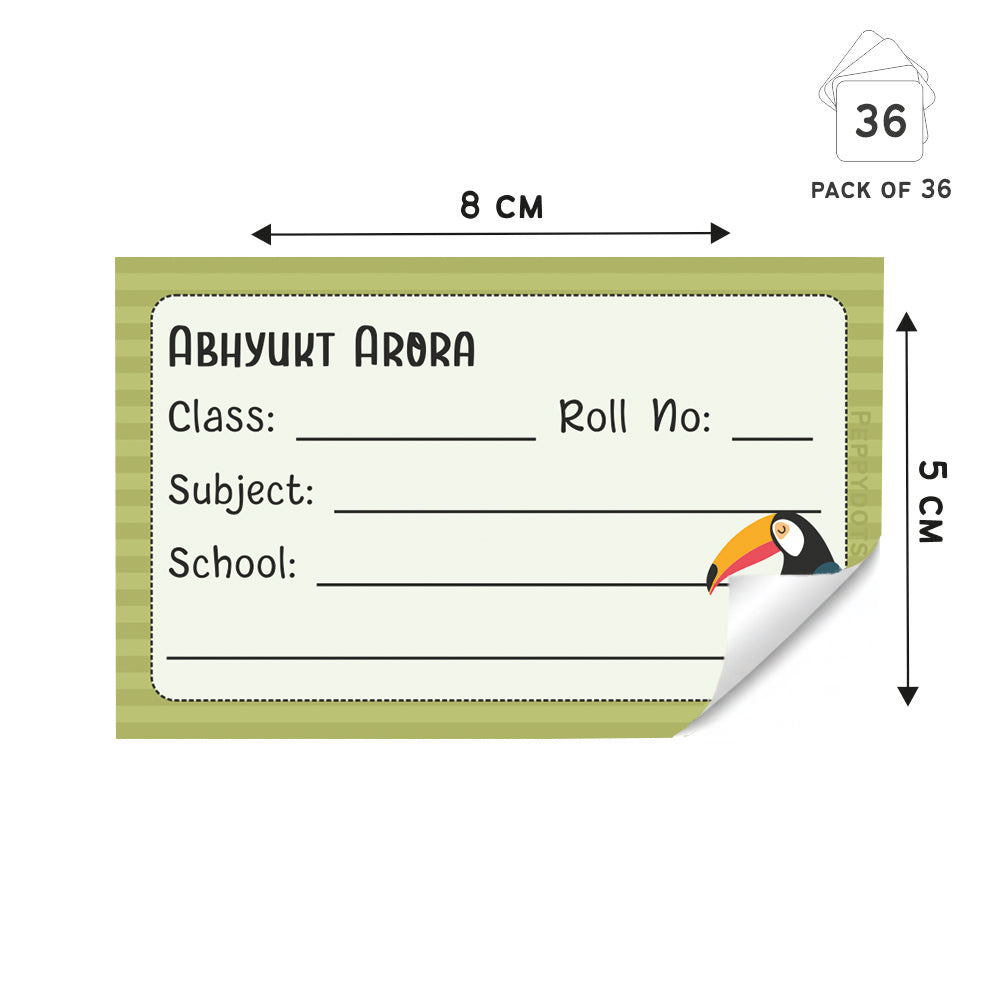 Personalized School Book Labels - Wild Life Peppydots|]Peppydots