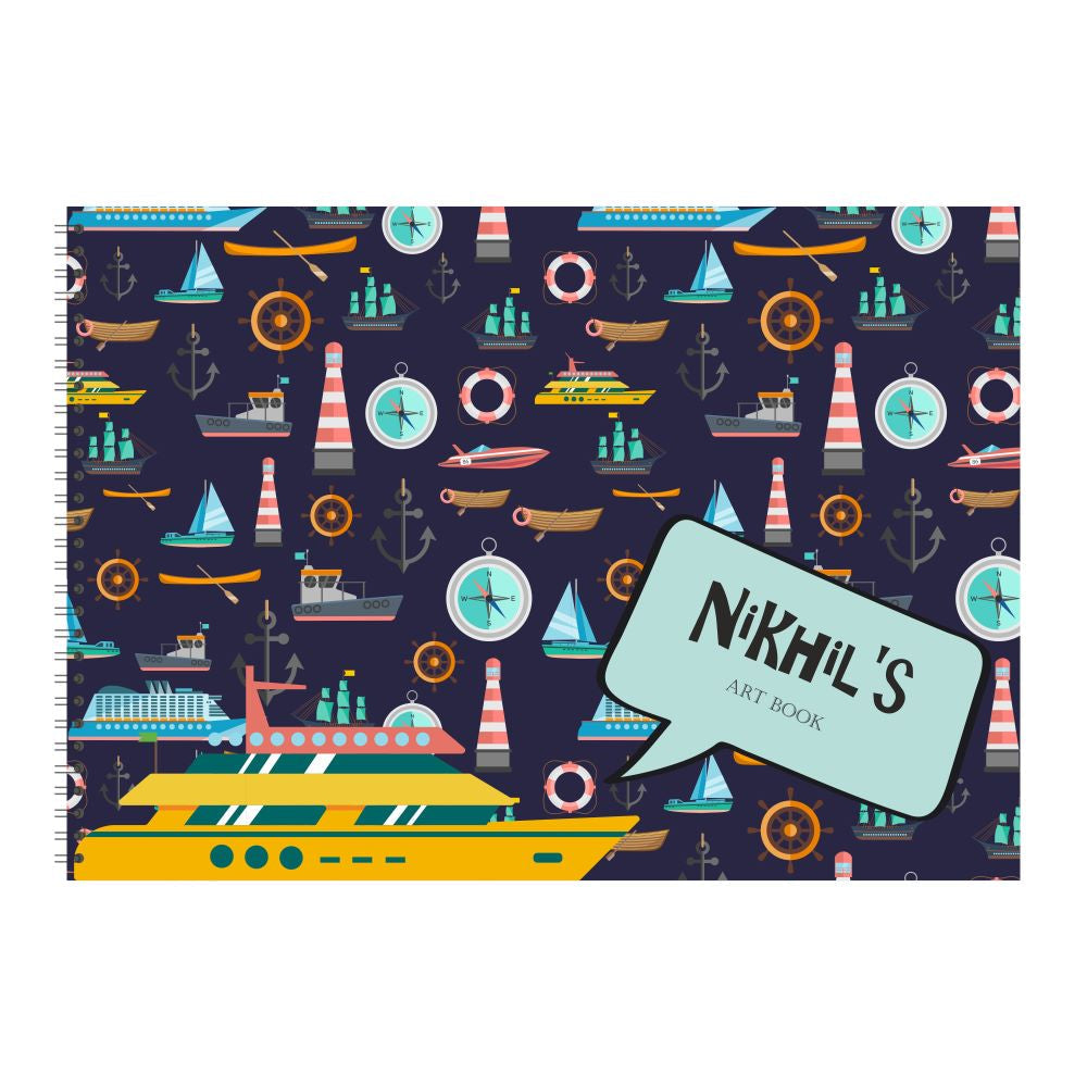 Personalised Sketch book - Yellow Ship Doxbox Store|]Peppydots