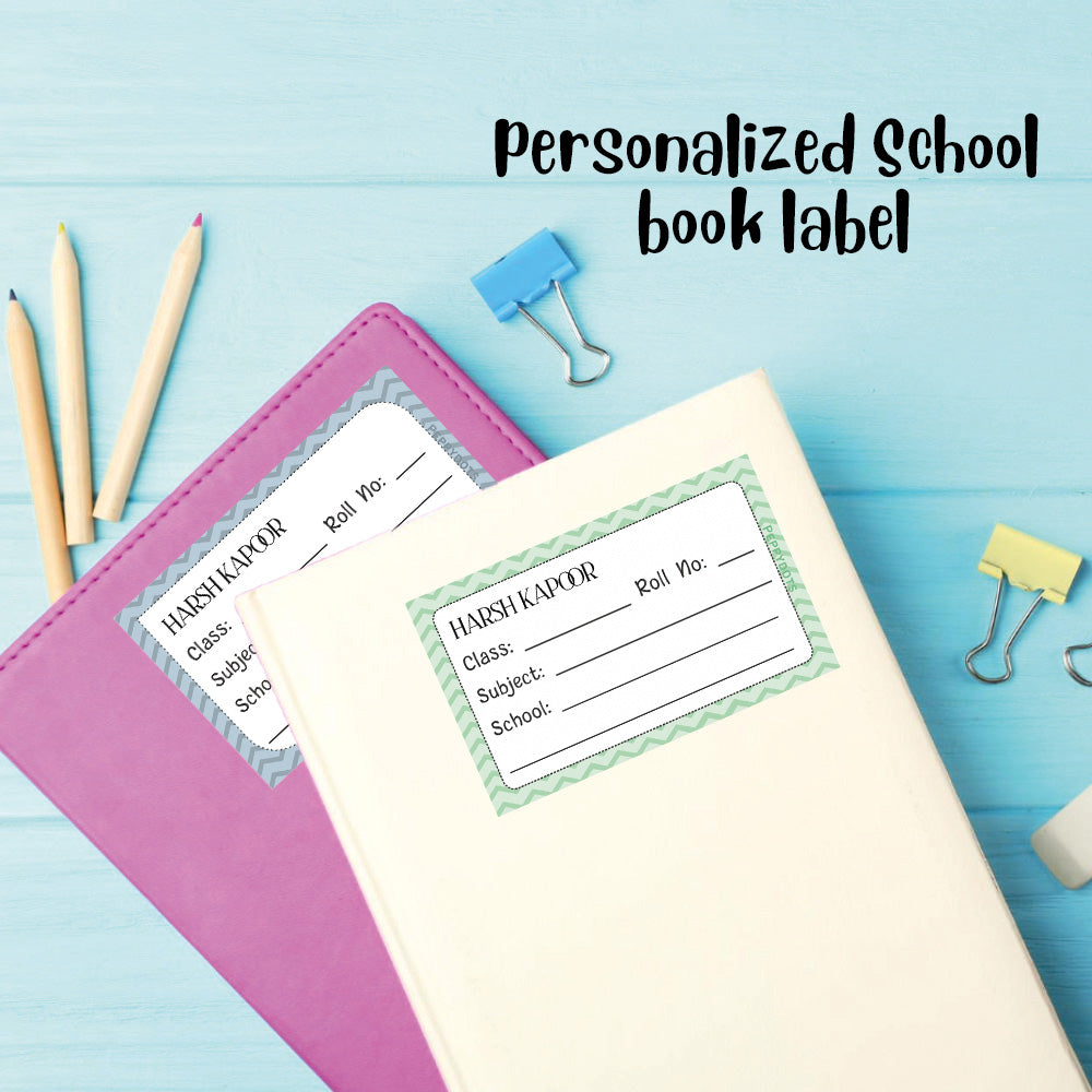 Personalized School Book Labels - Zig Zag Peppydots|]Peppydots