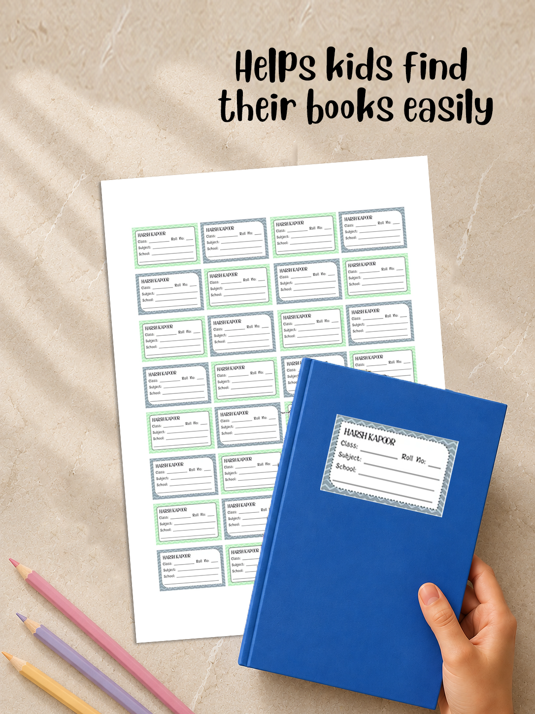 Personalized School Book Labels - Zig Zag Peppydots|]Peppydots
