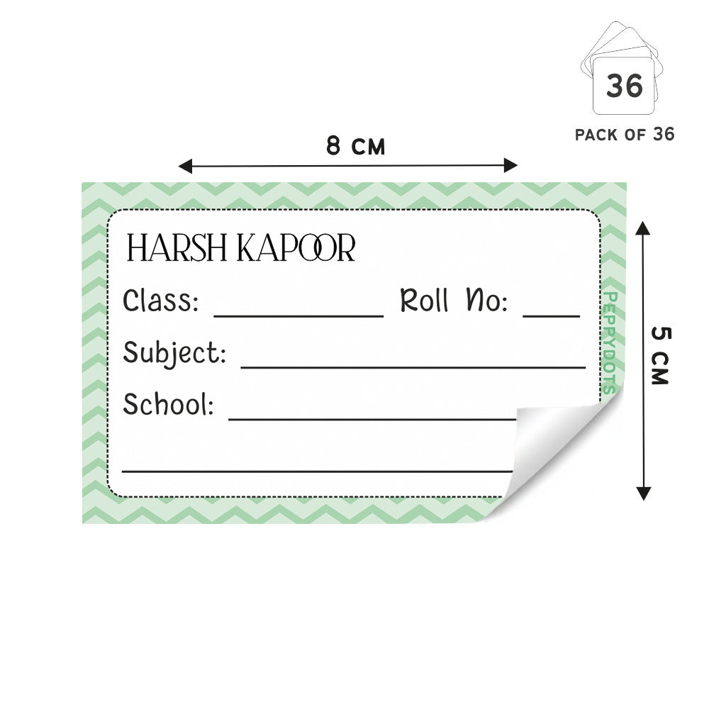 Personalized School Book Labels - Zig Zag Peppydots|]Peppydots