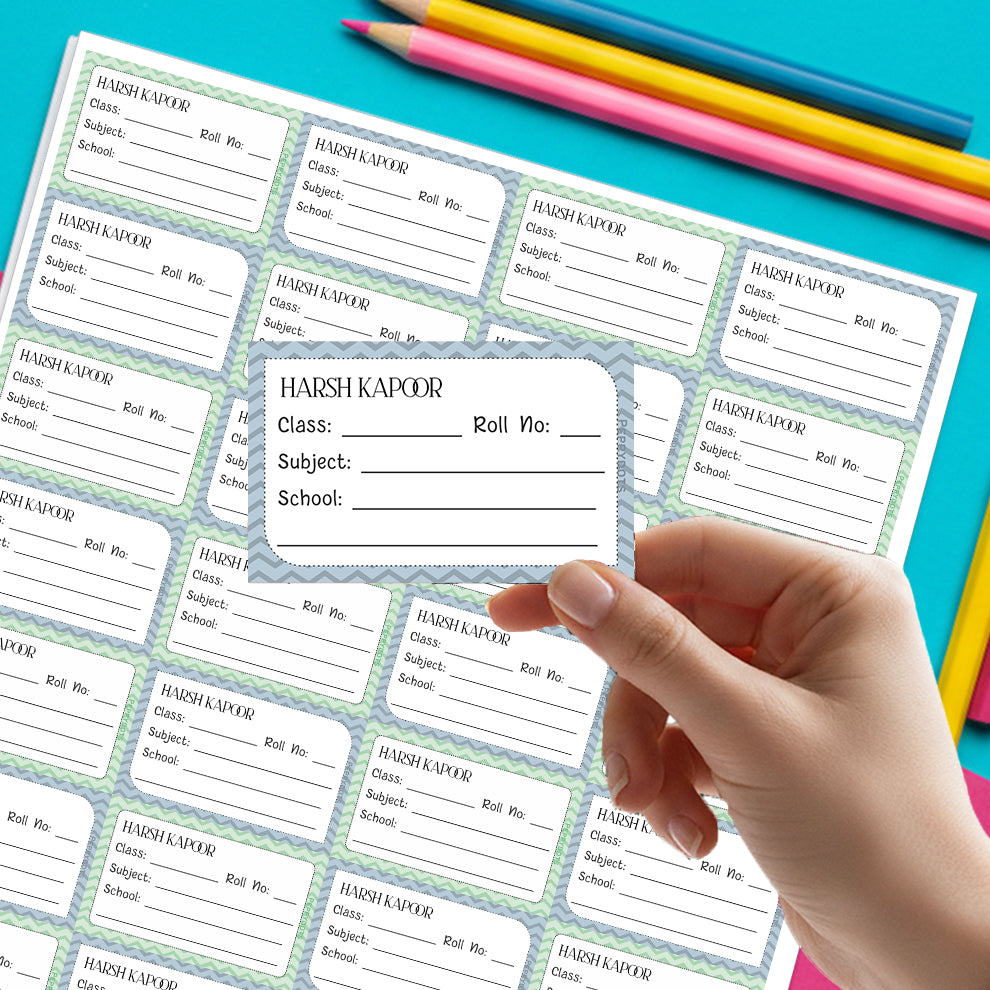 Personalized School Book Labels - Zig Zag Peppydots|]Peppydots
