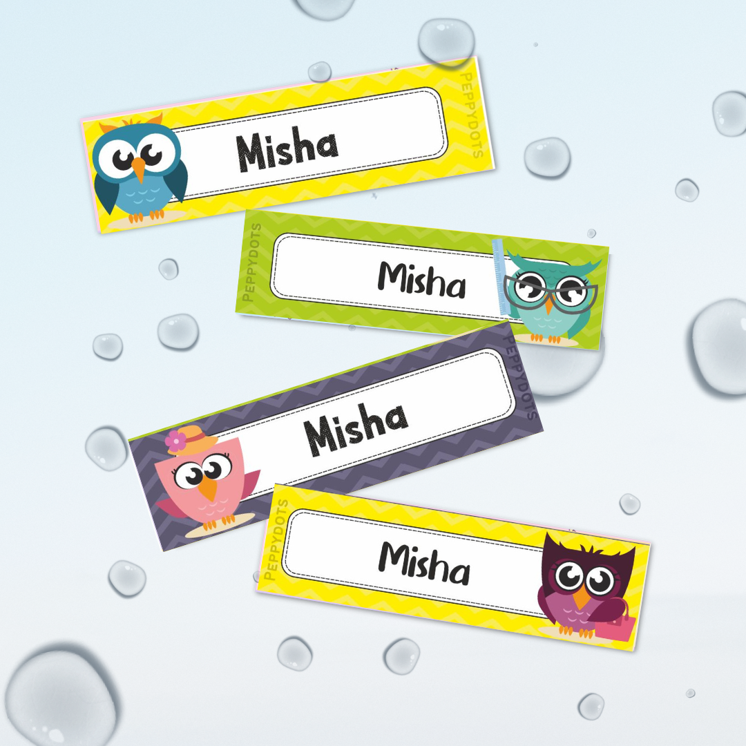 Waterproof Labels - Zig Zag Owl Doxbox Store|]Peppydots