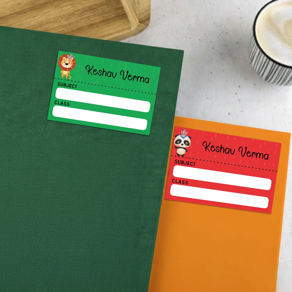 Mini SchoolBook Labels - Tribal Animals Peppydots|]Peppydots