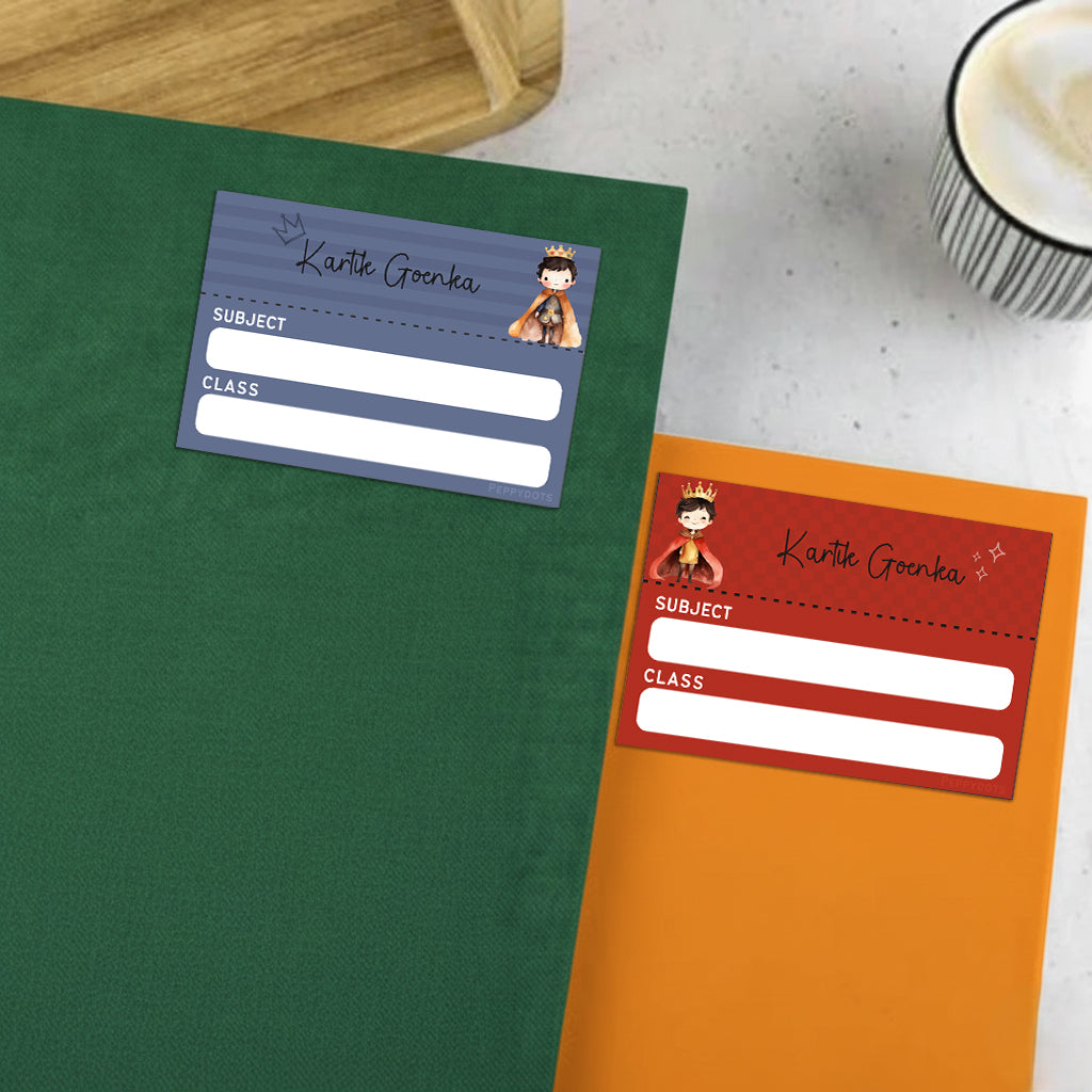 Mini SchoolBook Labels - Prince Peppydots|]Peppydots
