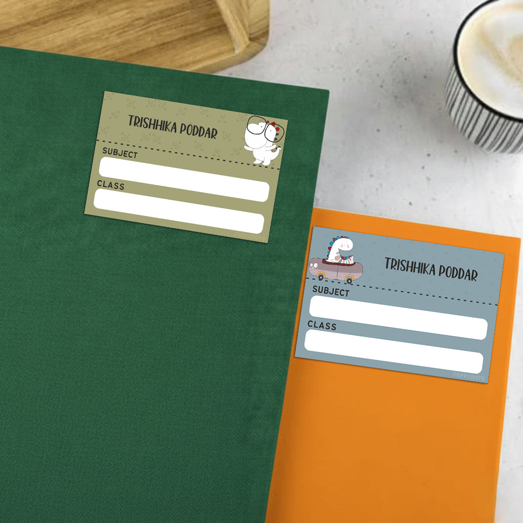 Mini SchoolBook Labels - Dinosaur Peppydots|]Peppydots