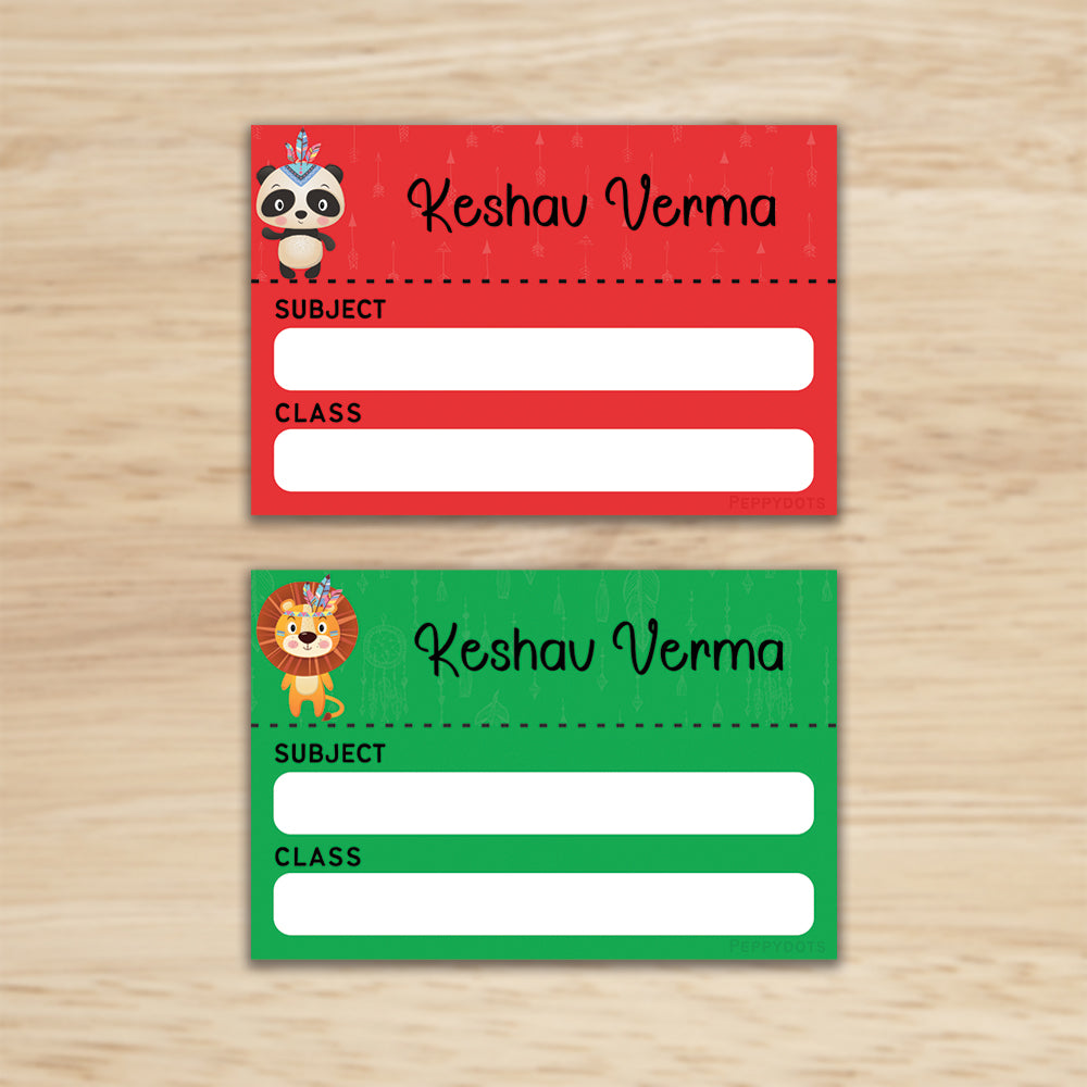 Mini SchoolBook Labels - Tribal Animals Peppydots|]Peppydots