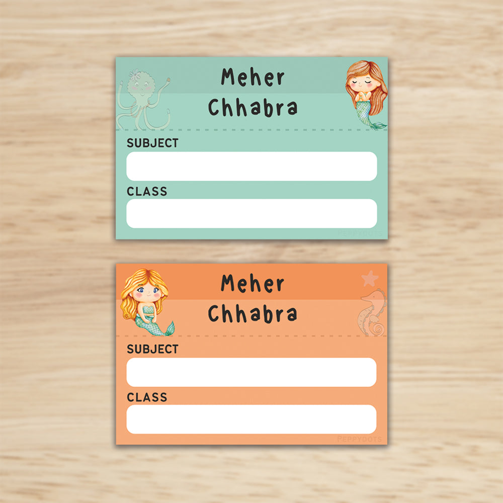 Mini SchoolBook Labels - Little Mermaid Peppydots|]Peppydots