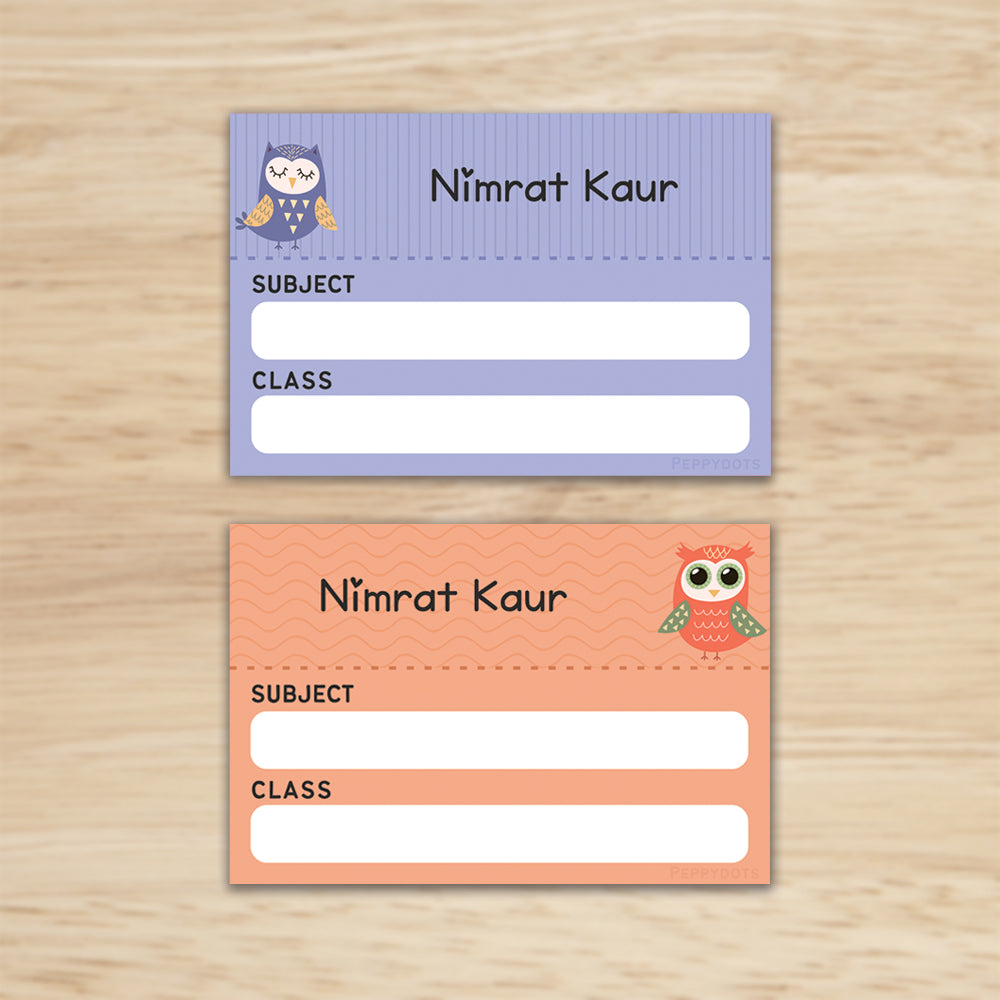 Mini SchoolBook Labels - Sweet Owl Peppydots|]Peppydots