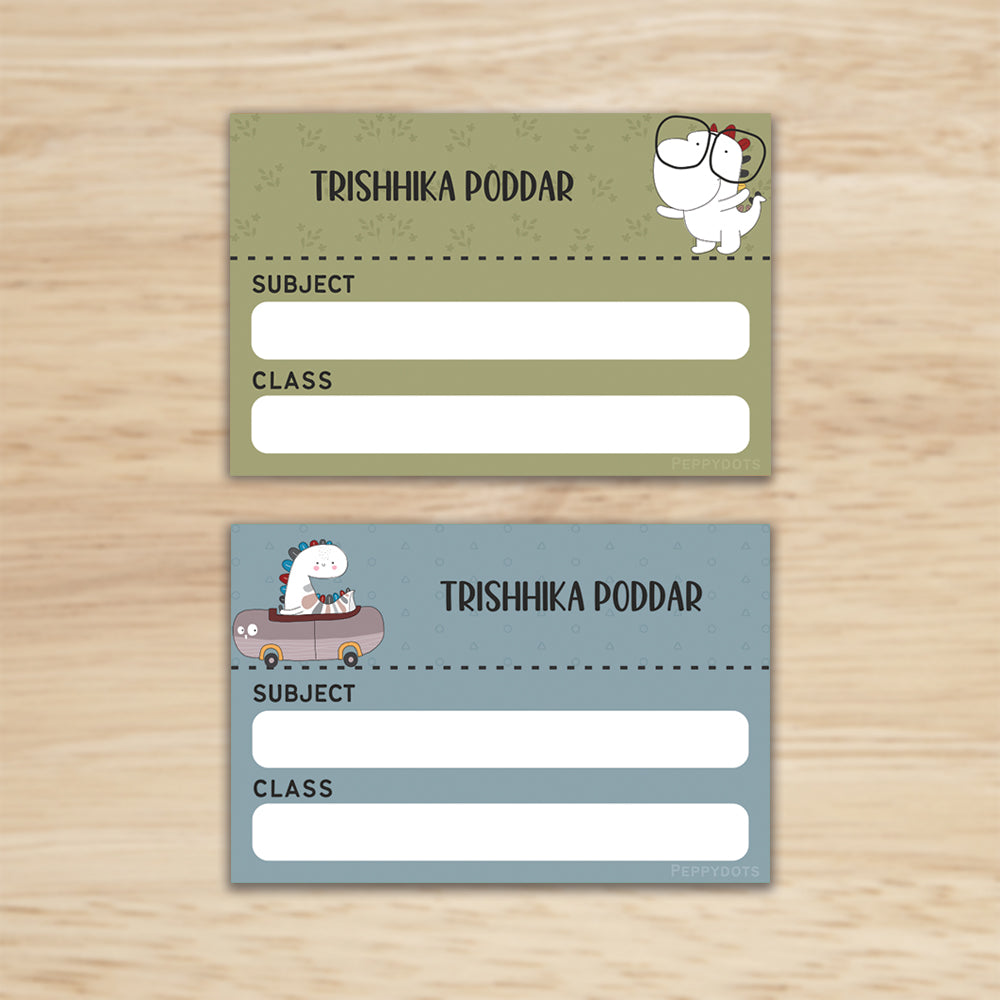 Mini SchoolBook Labels - Dinosaur Peppydots|]Peppydots