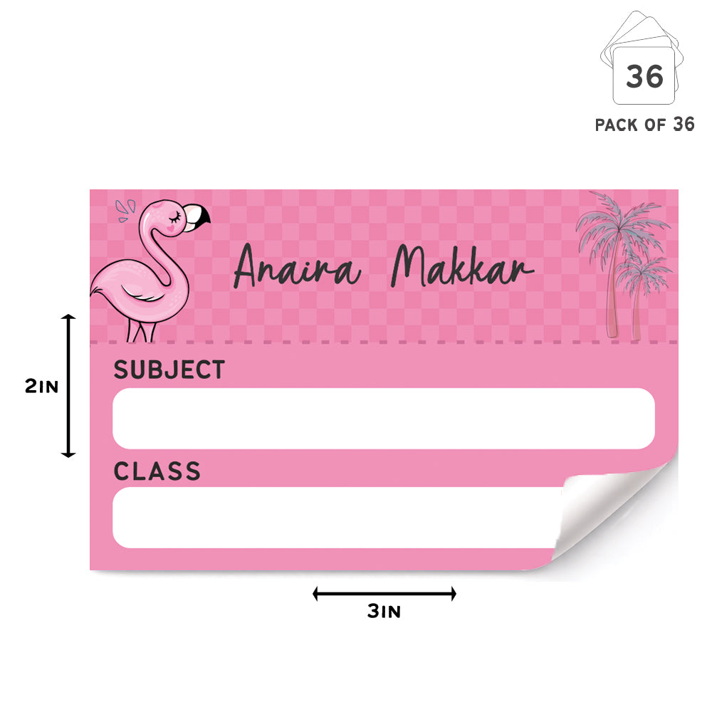Mini SchoolBook Labels - Flamingo Peppydots|]Peppydots