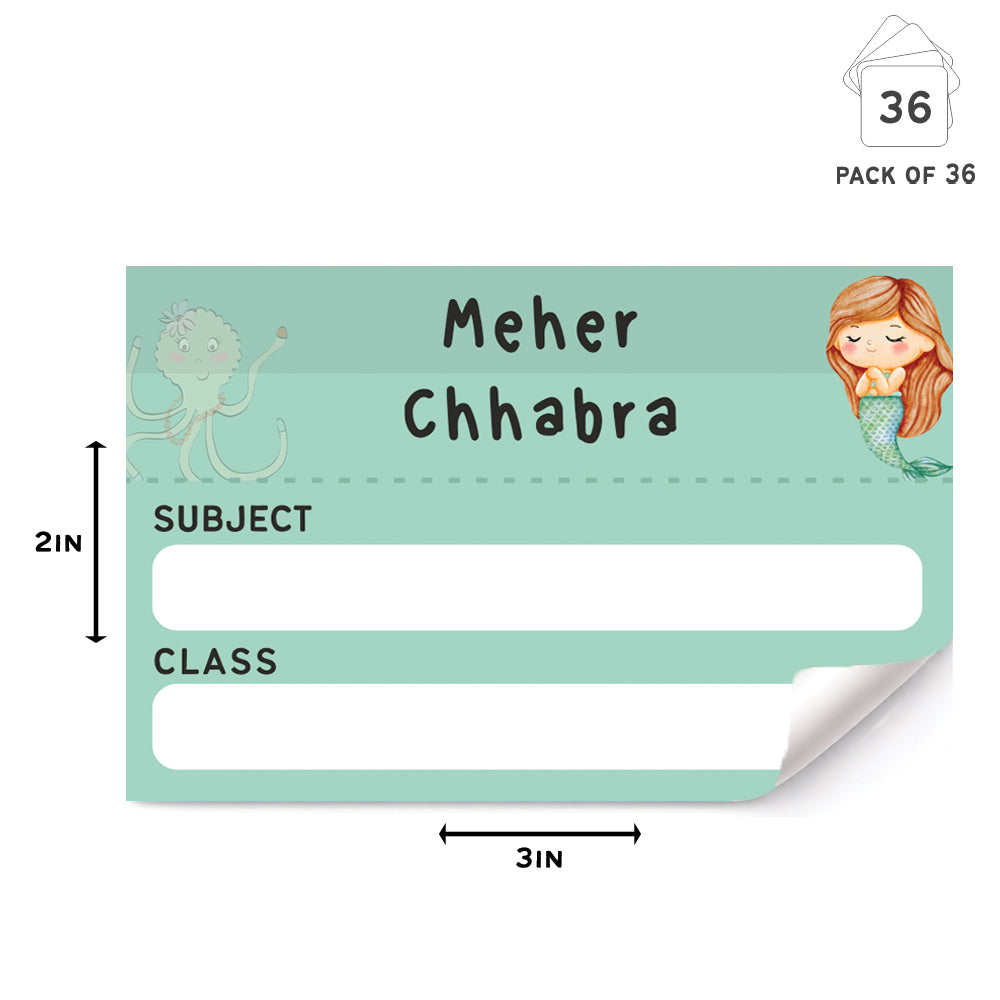 Mini SchoolBook Labels - Little Mermaid Peppydots|]Peppydots
