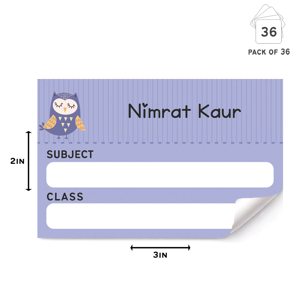 Mini SchoolBook Labels - Sweet Owl Peppydots|]Peppydots