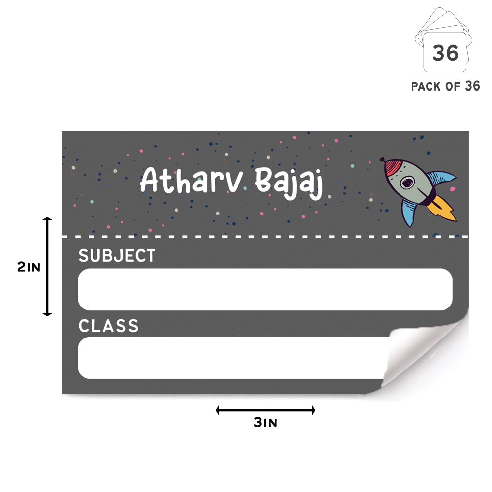 Mini SchoolBook Labels - Space Peppydots|]Peppydots