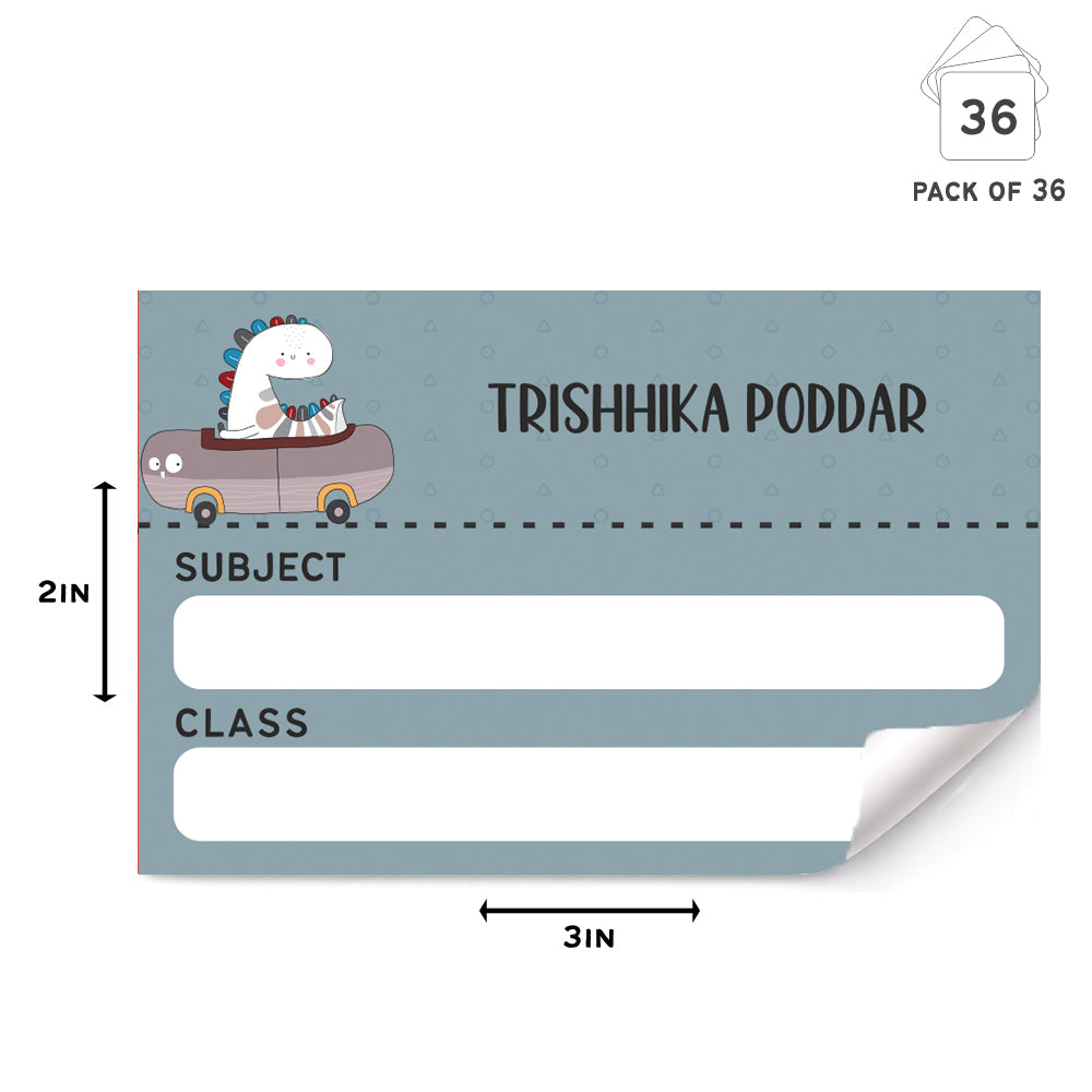 Mini SchoolBook Labels - Dinosaur Peppydots|]Peppydots